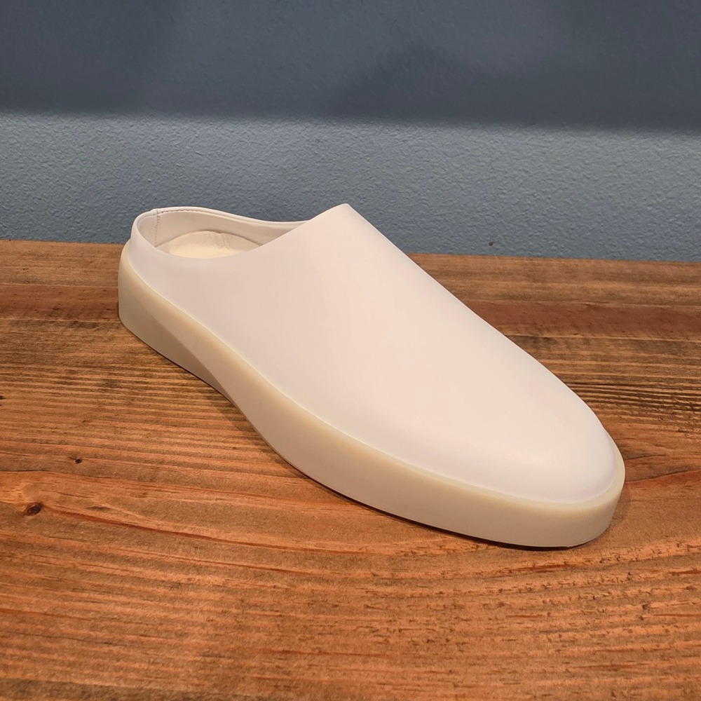 Wolf & Shepherd Mens Cruise Mule White Vanilla Leather Slip On Shoes Size 6.5